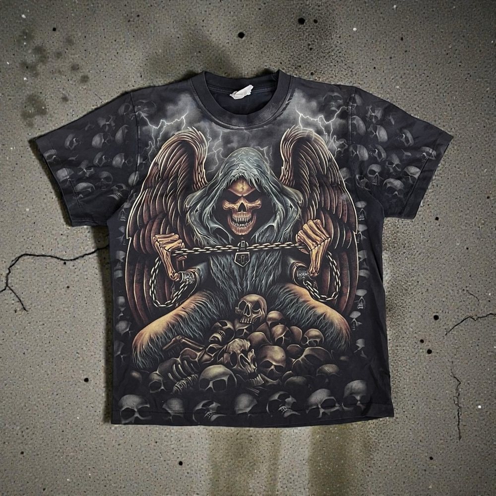 Vintage Y2K Skull Reaper AOP T-Shirt Men’s Large